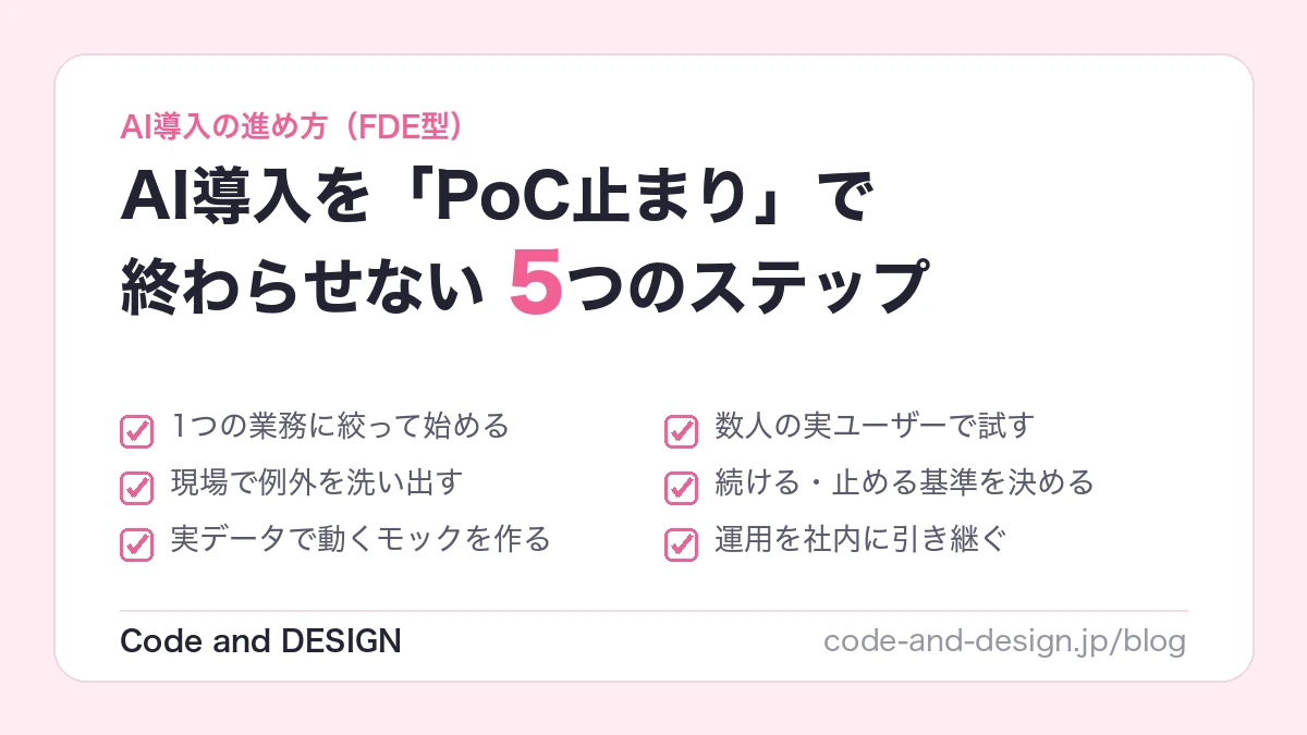 AI導入が「PoC止まり」になる理由と、FDE型で現場に定着させる進め方